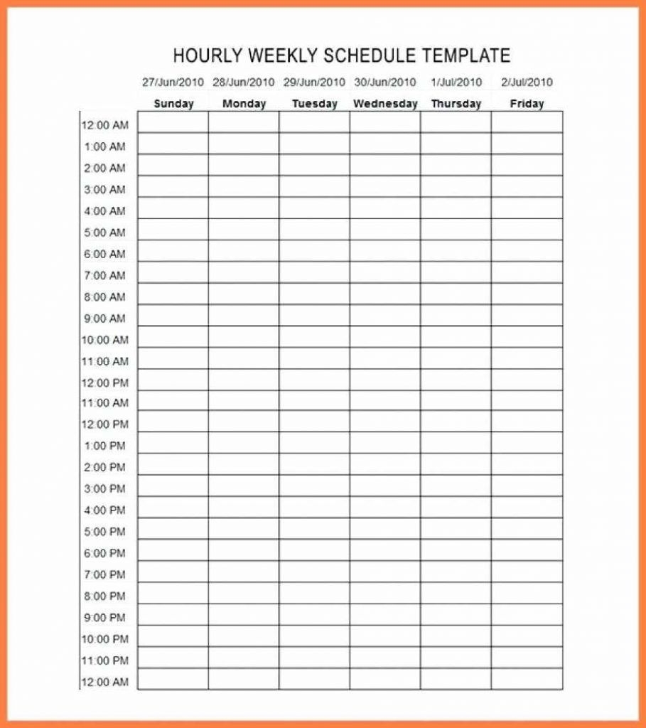 weekly hourly schedule template hour pdf blank calendar