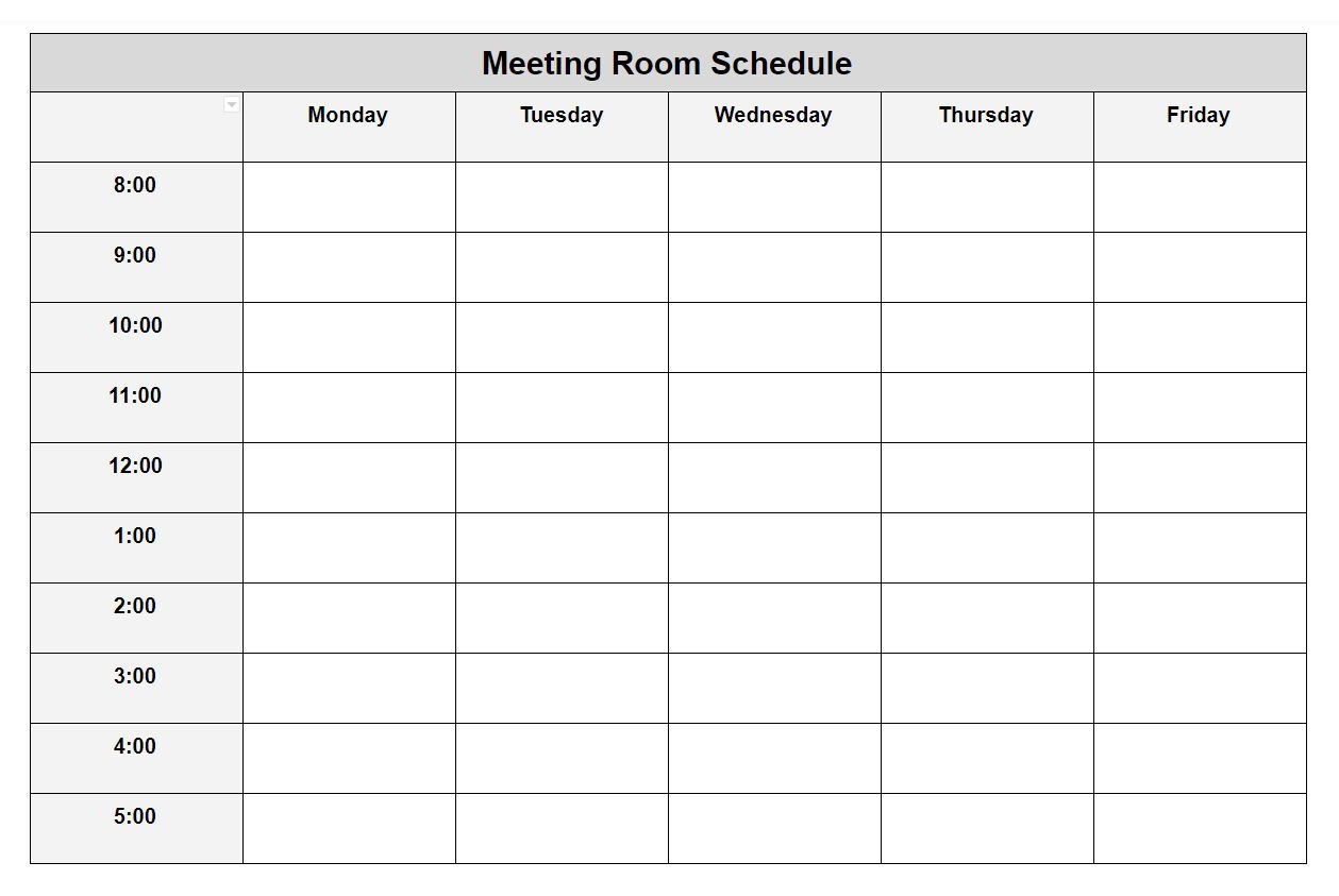 Weekly Meeting Room Schedule Template