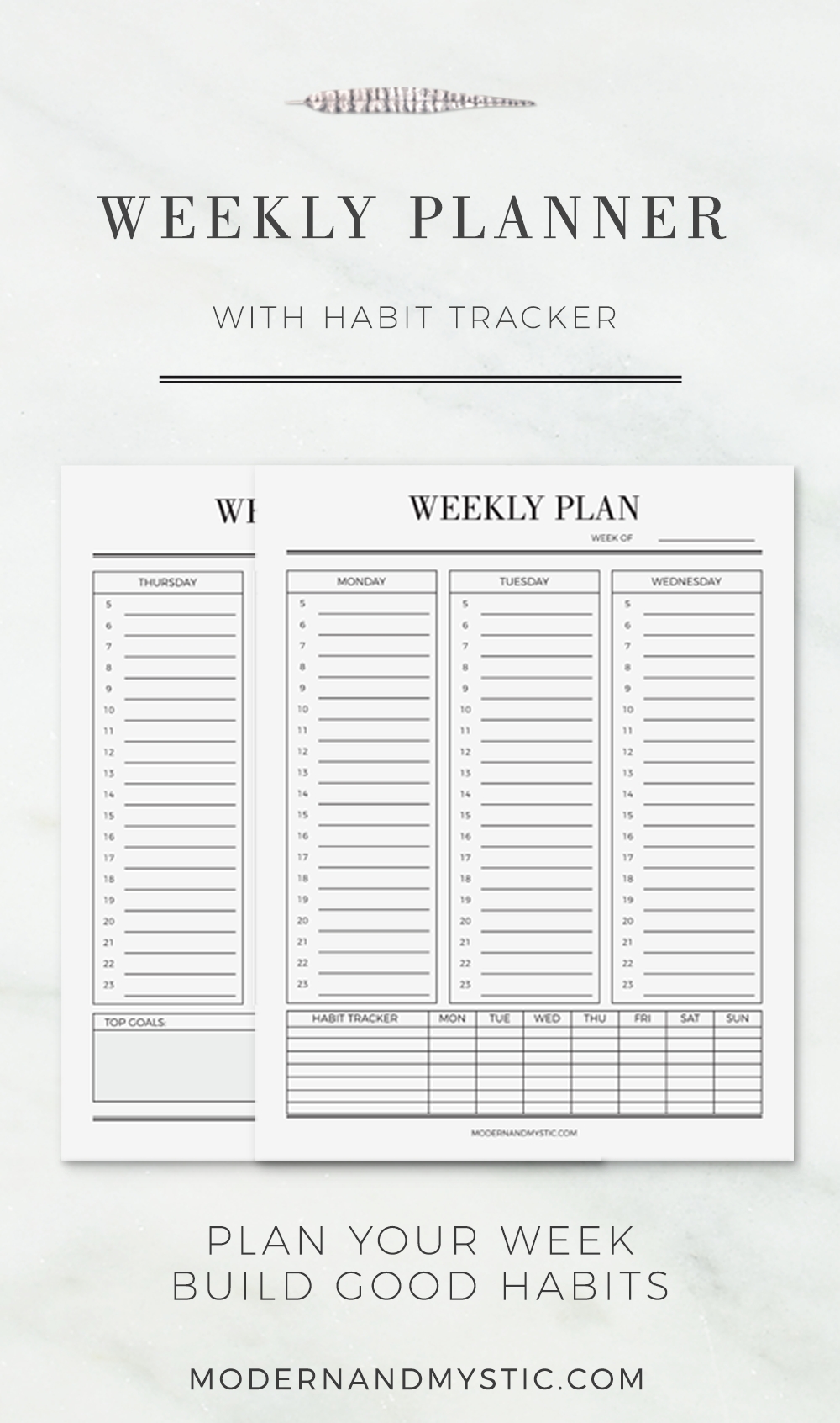 Weekly Planner And Habit Tracker Printable 7 Day Schedule