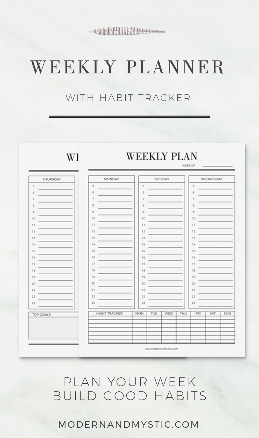 weekly planner and habit tracker printable 7 day schedule