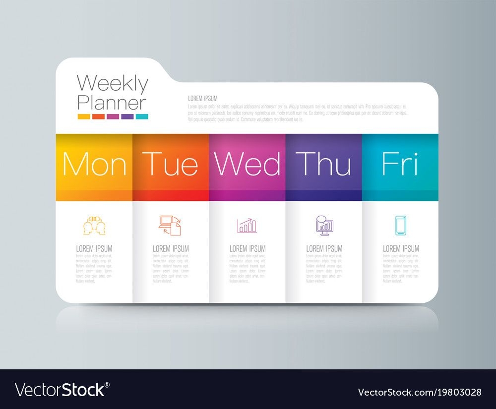 Weekly Planner Monday Friday Infographics Design