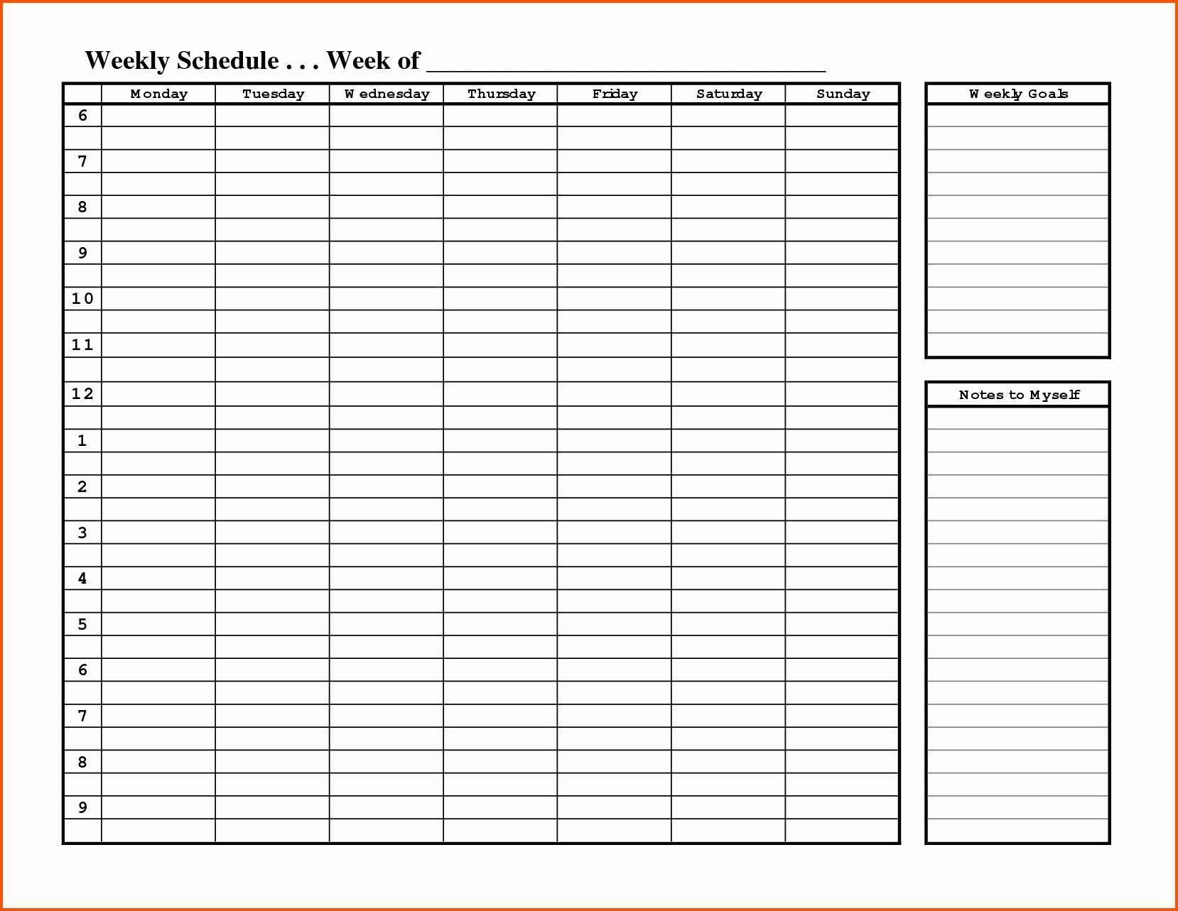 Weekly Schedule Template Word Addictionary