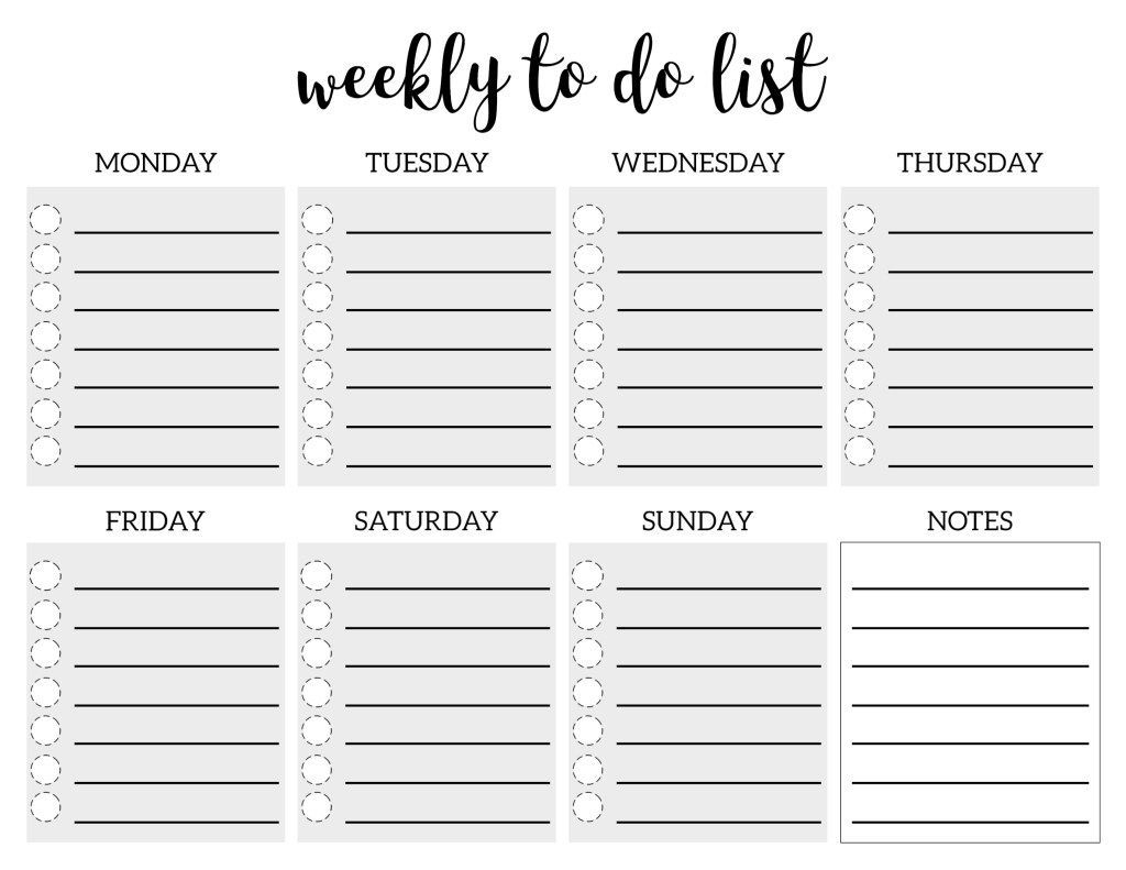 weekly to do list printable checklist template | paper trail