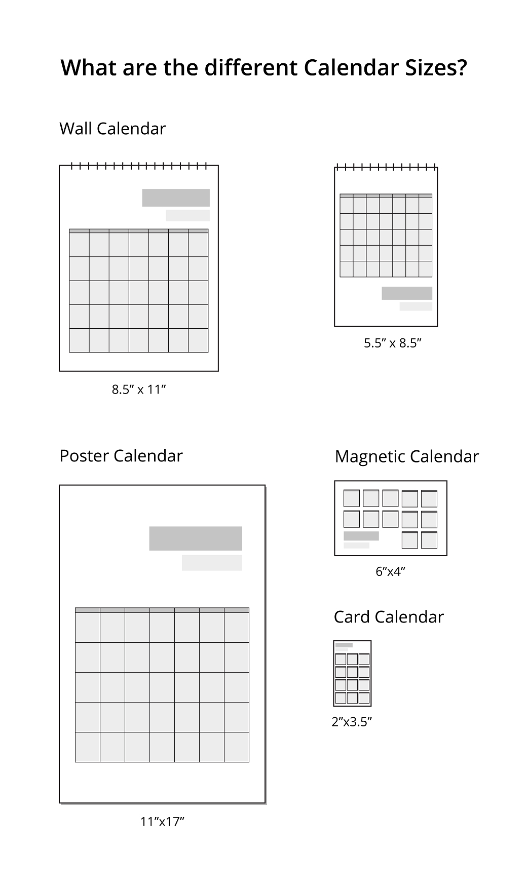 what are the different calendar sizes? | uprinting