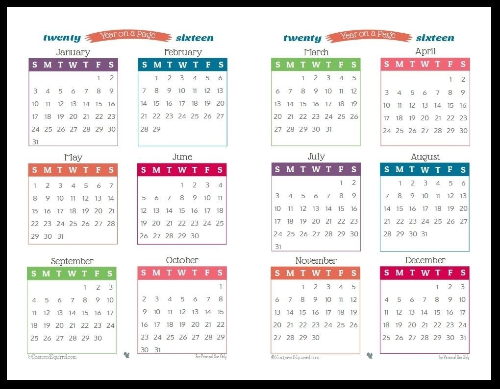 Year Long Calendar On One Page In 2020 | Calendar Printables