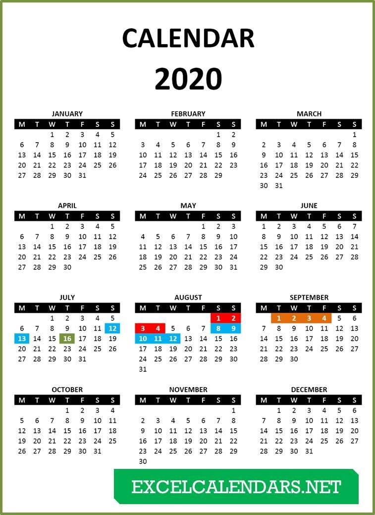 yearly calendar templates for year 2019 | 2020 | 2021 | 2022