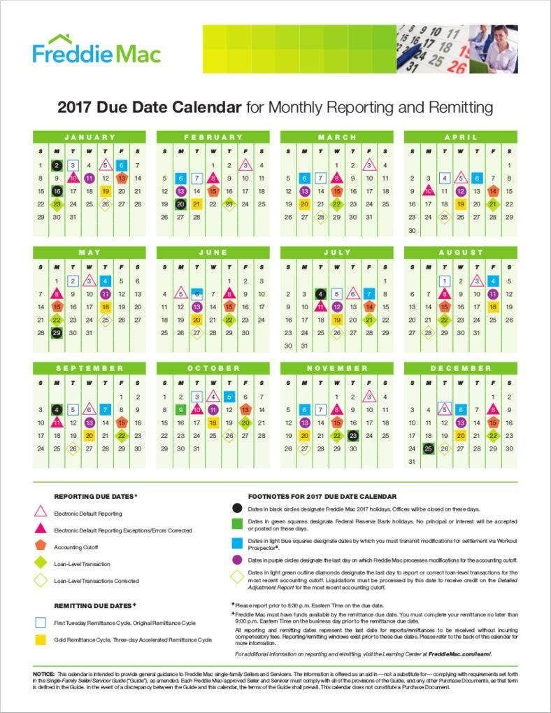 Monthly Reporting Calendar - Example Calendar Printable