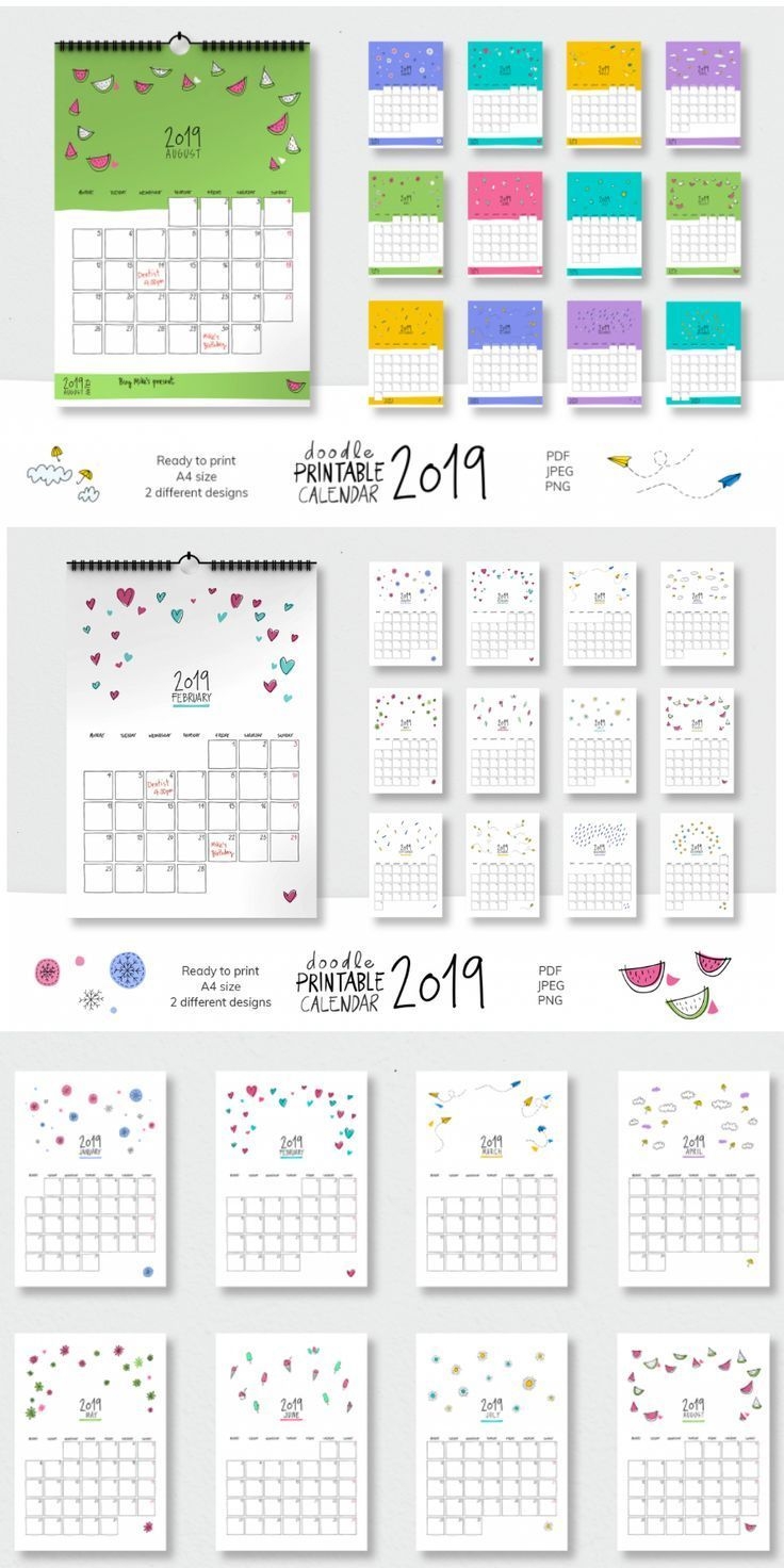 2019 Doodle Printable Calendar (147320) | Illustrations