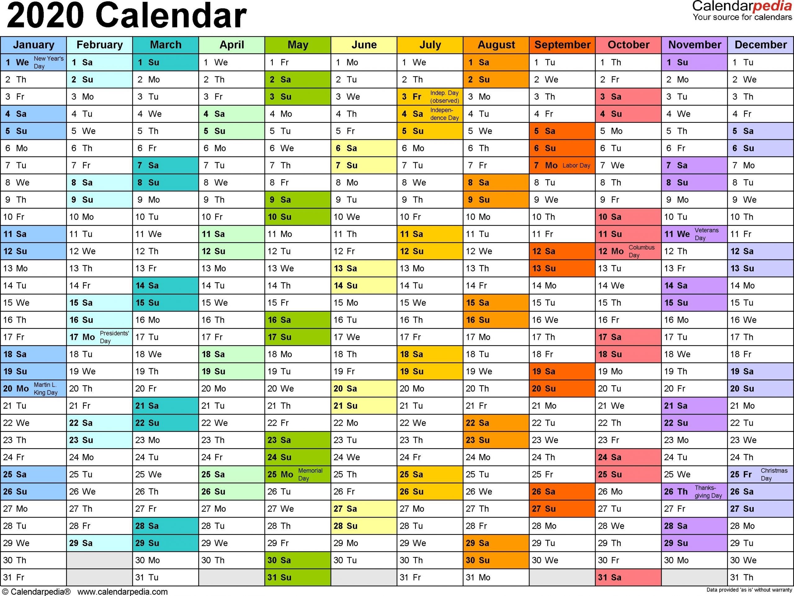 2020 Calendar 17 Free Printable Word Calendar Templates