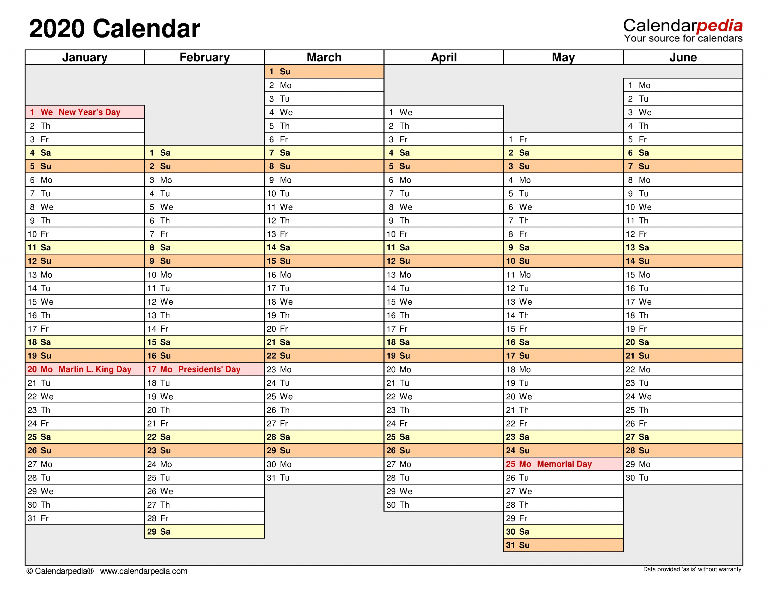 2020 Calendar Free Printable Pdf Templates Calendarpedia