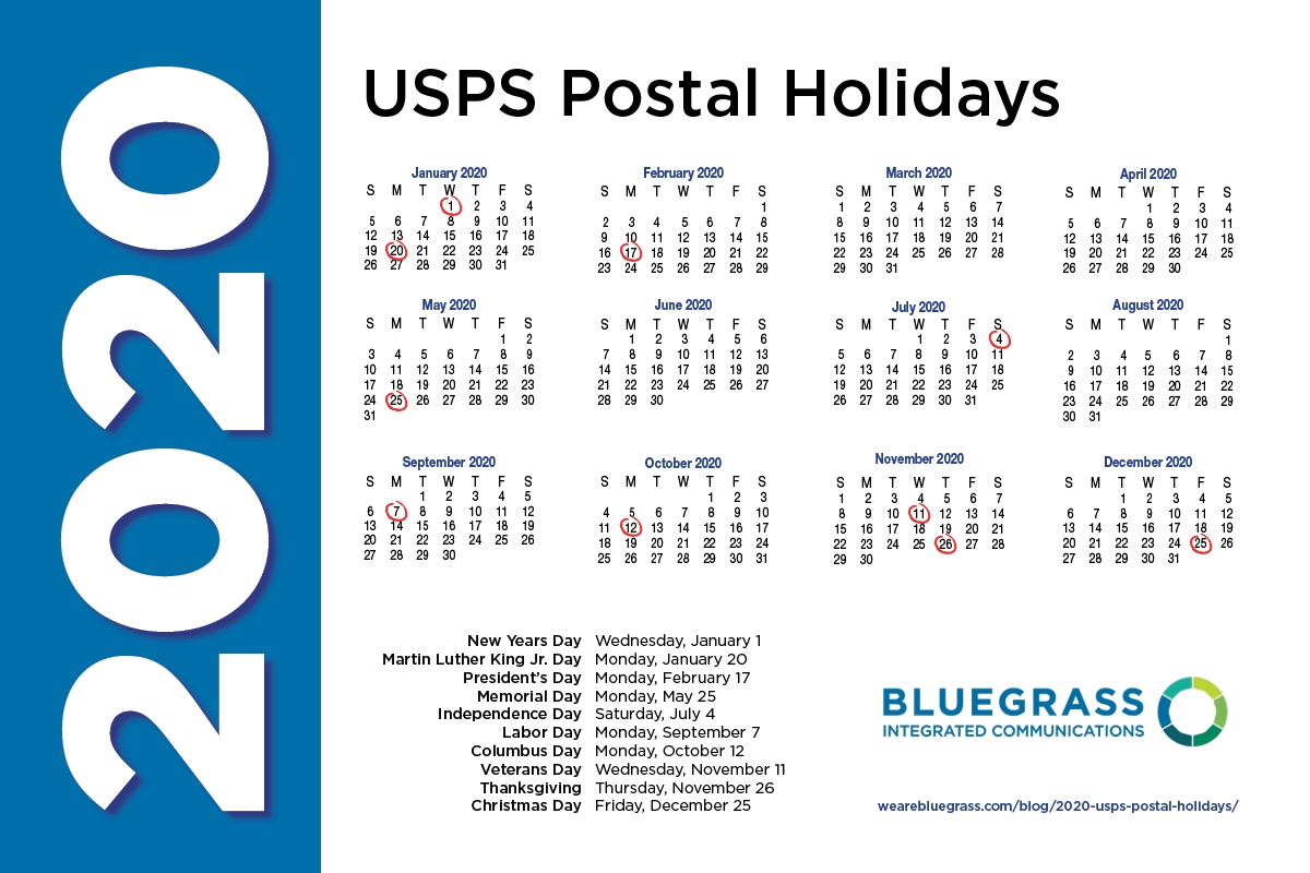 2020 usps postal holidays when the mail does not go through