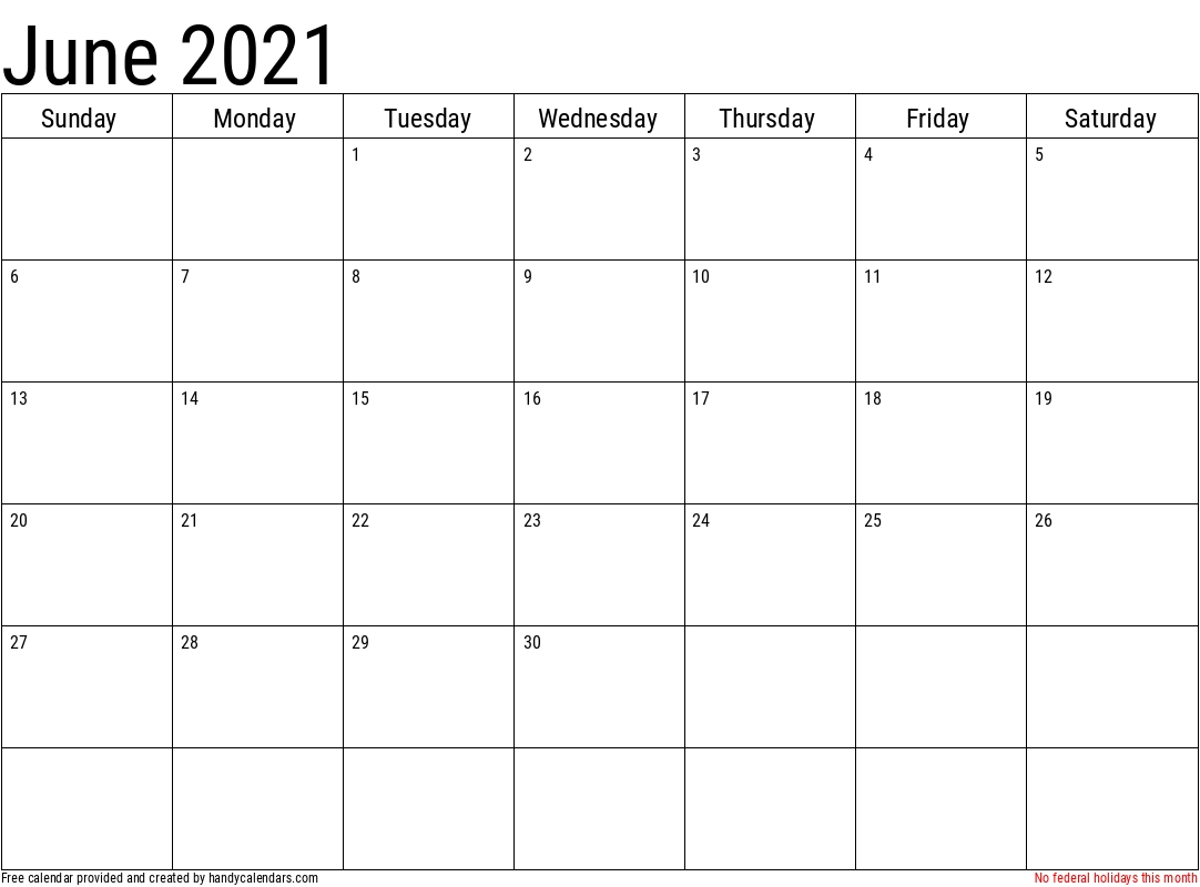 2021 June Calendars Handy Calendars