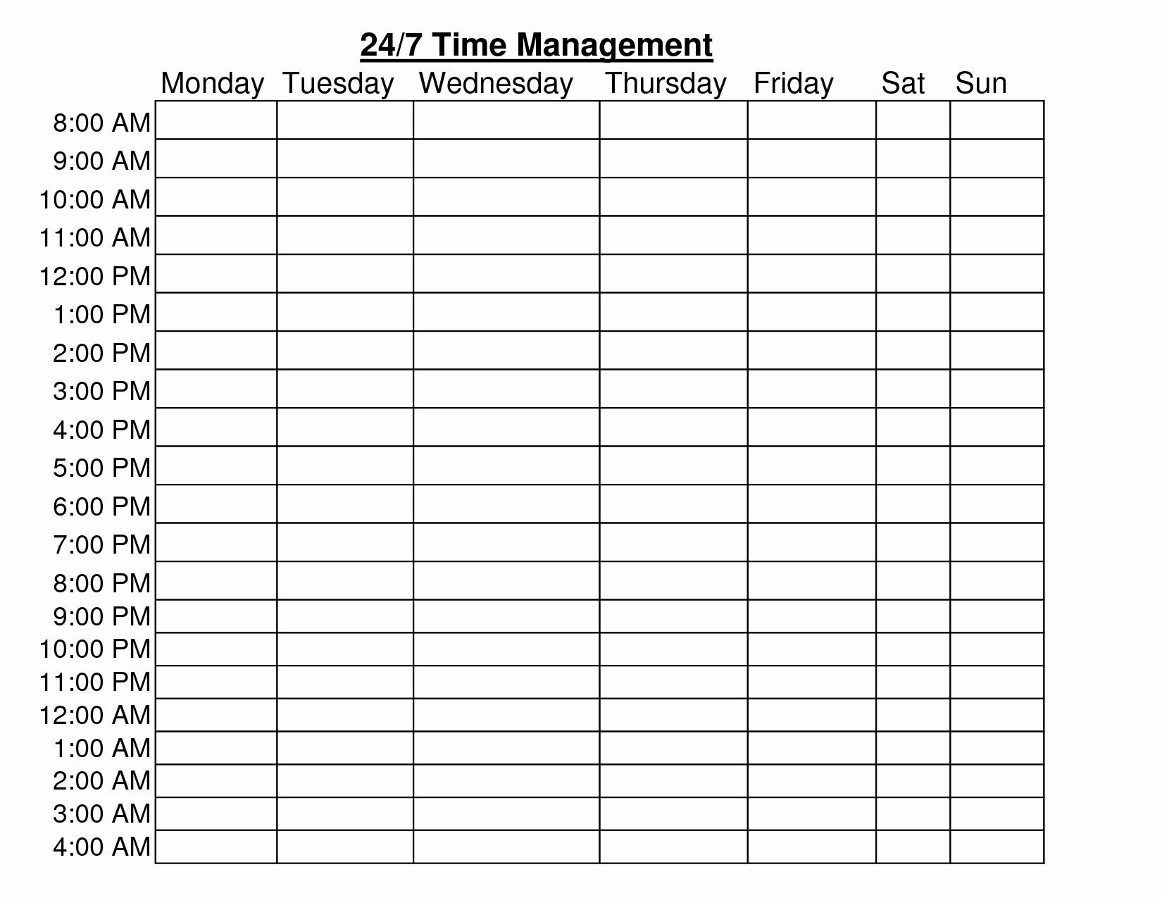 24 Hour Schedule Template Elegant 24 Hour Time Management
