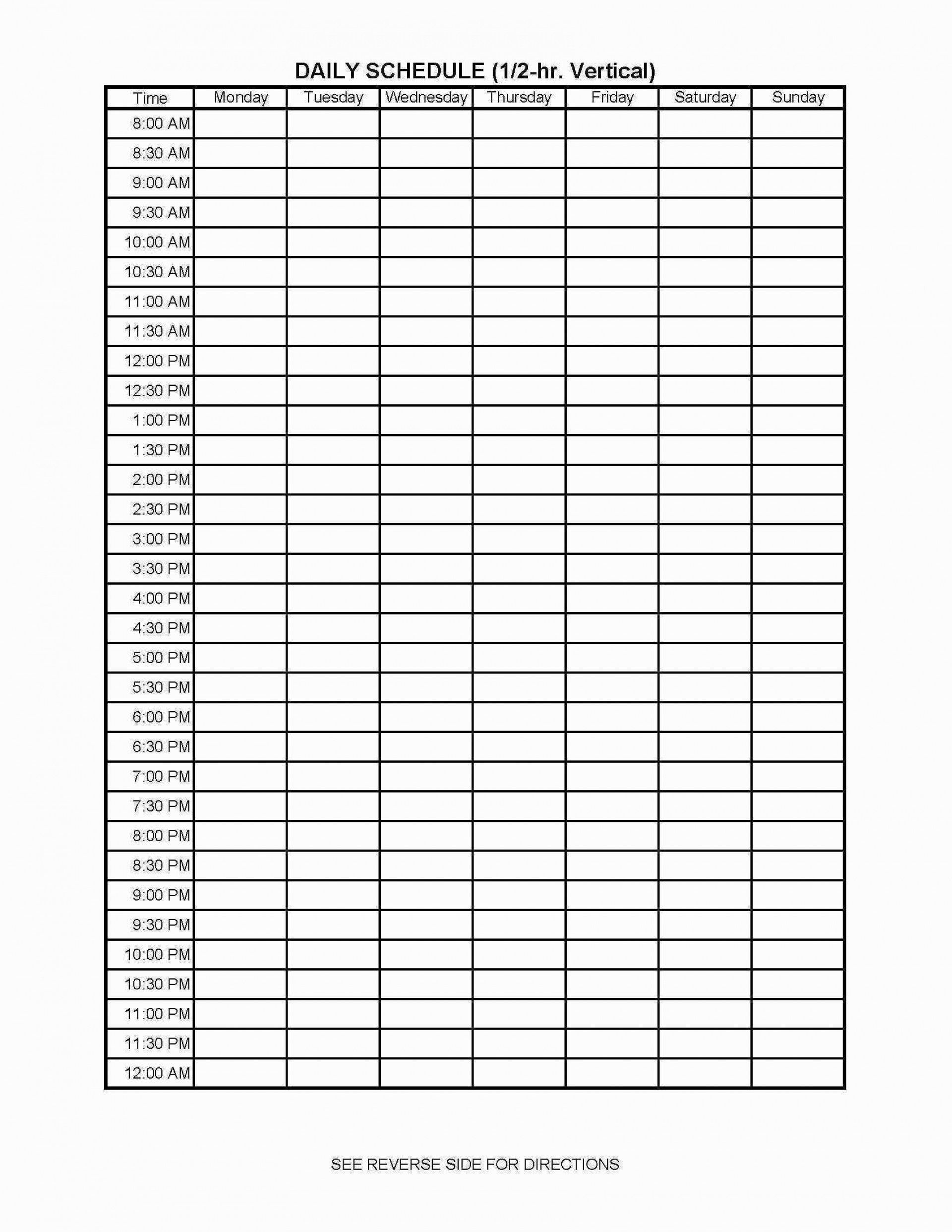 24 Hr Schedule Template Addictionary