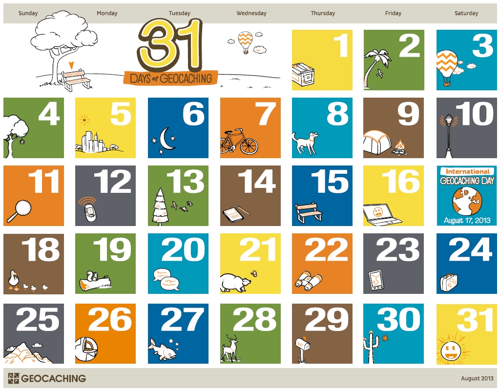 31 Days Of Geocaching Printable Calendar – Official Blog