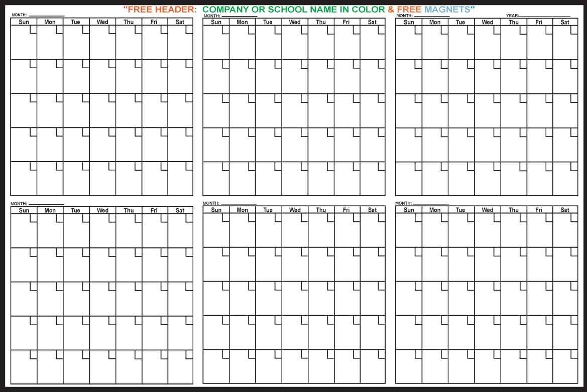 6 monthly calendar – printable year calendar