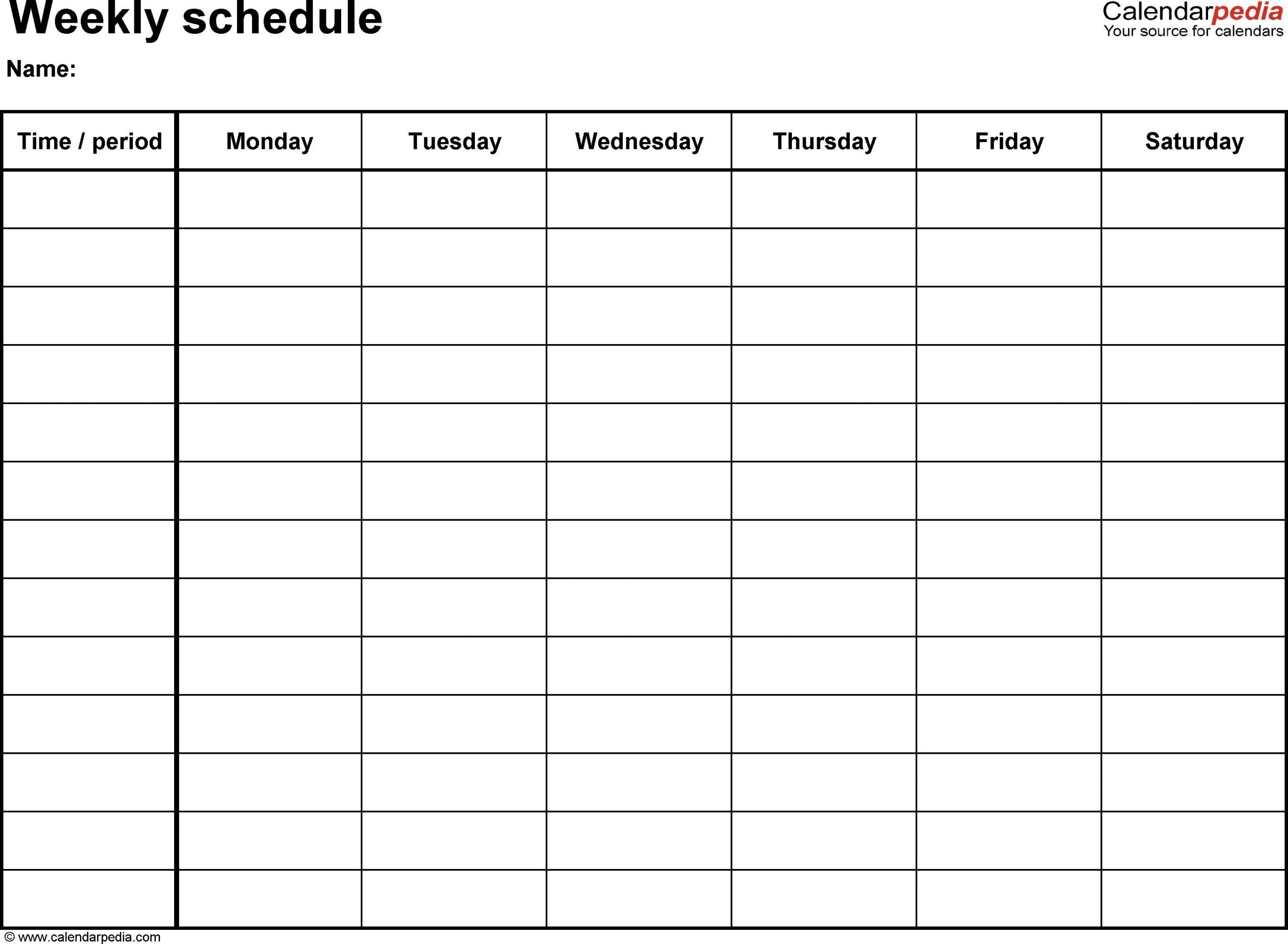 6 week calendar template word | weekly calendar template