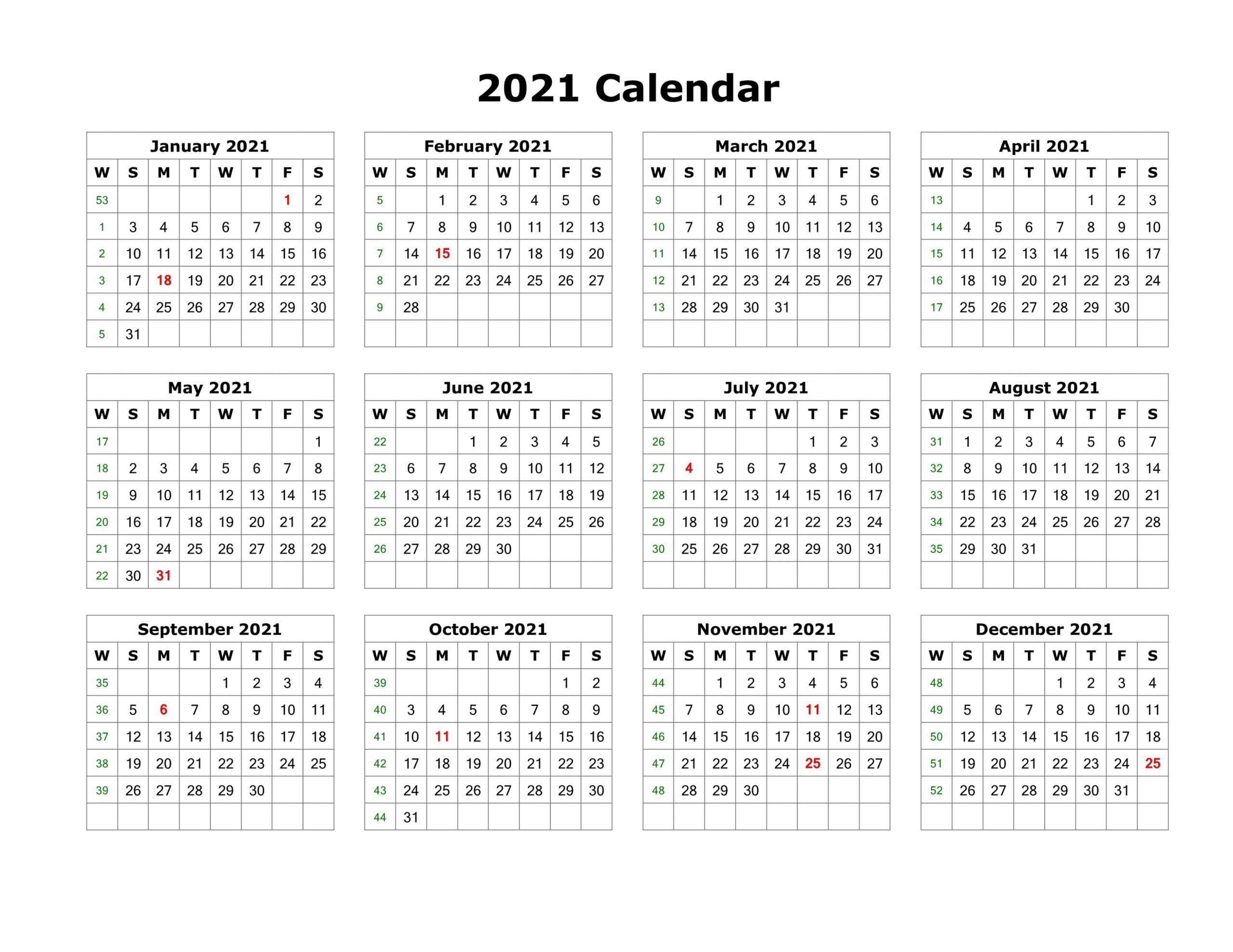 Blank Calendar Template Word 2021 Various Months | Yearly