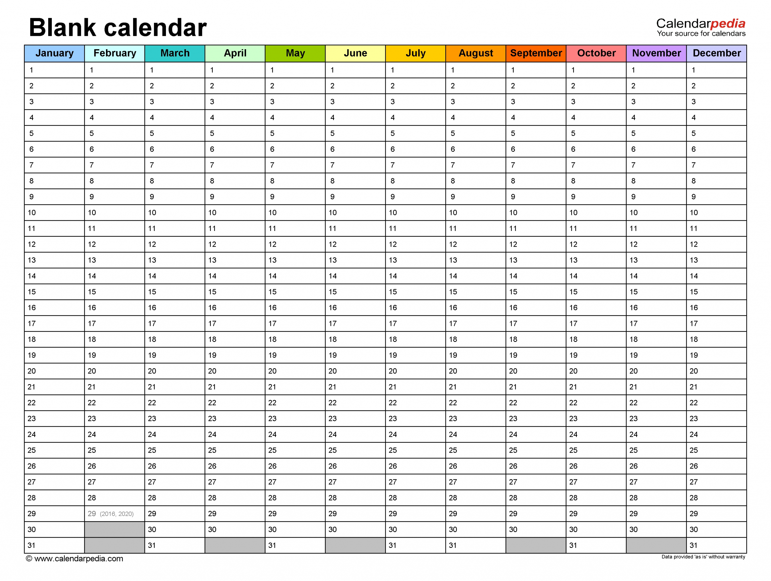 Blank Calendars Free Printable Microsoft Word Templates