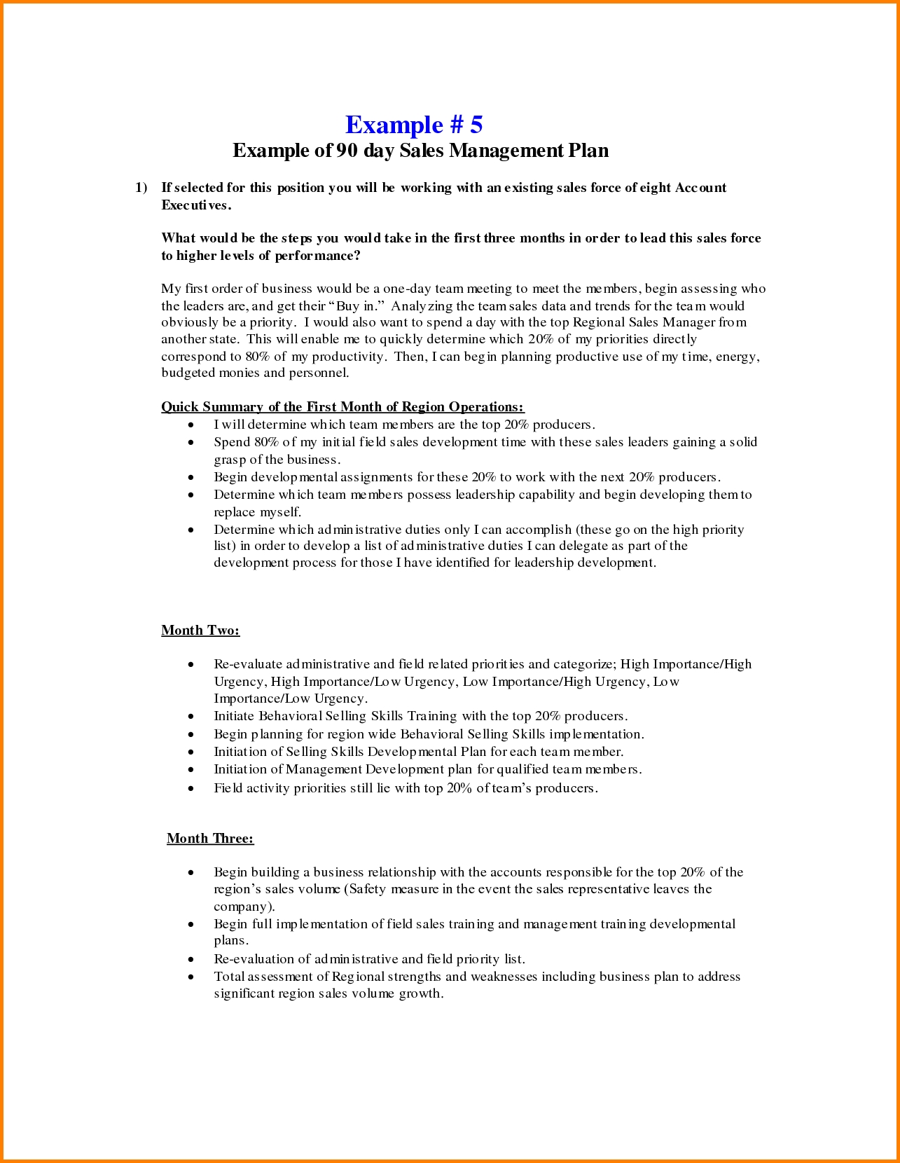 Business Plan Day Template 30 60 90 Examples Word