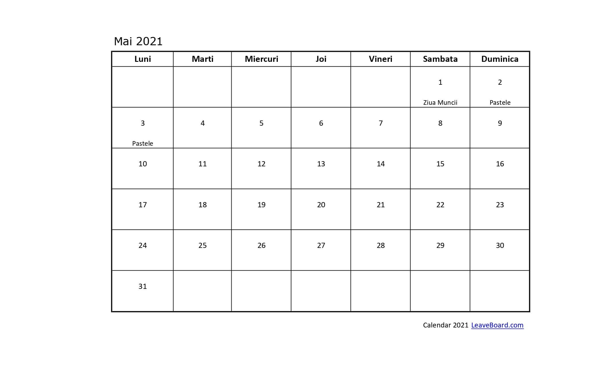 Calendar 2021 | Leaveboard