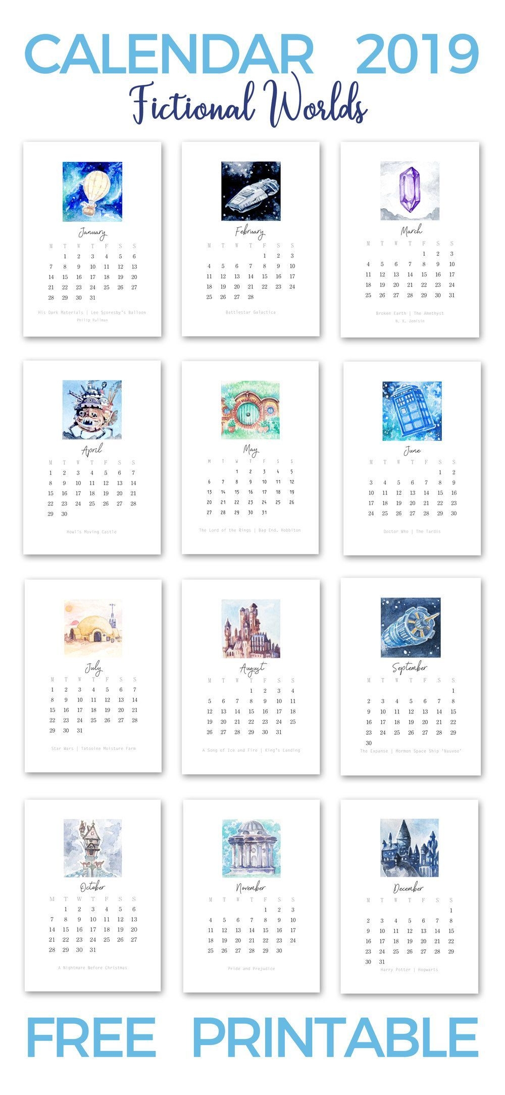 Calendar Free Printable 2019 | Desk Calendar Free