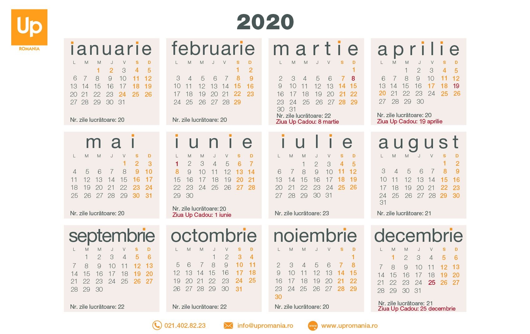 calendar zile lucratoare 2021 | up romania