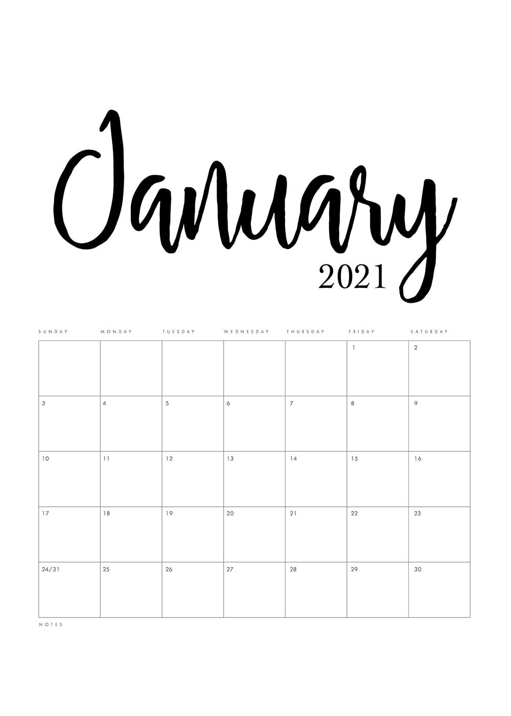 free printable 2021 minimalist calendar the cottage market