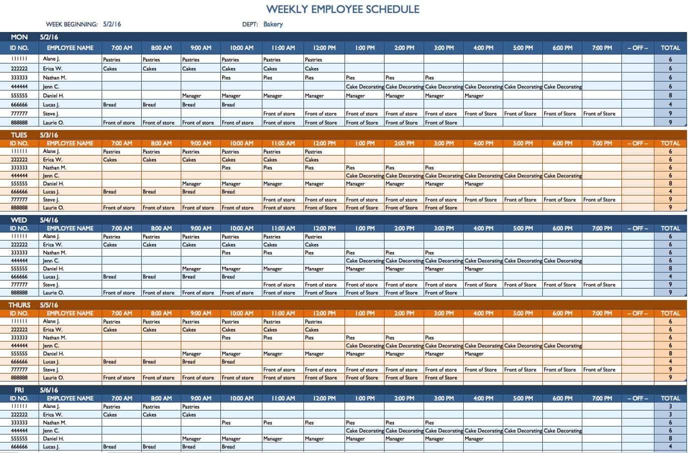 free weekly schedule templates for excel smartsheet