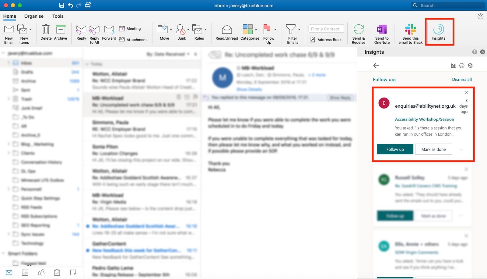 insights in microsoft outlook | surf the dream