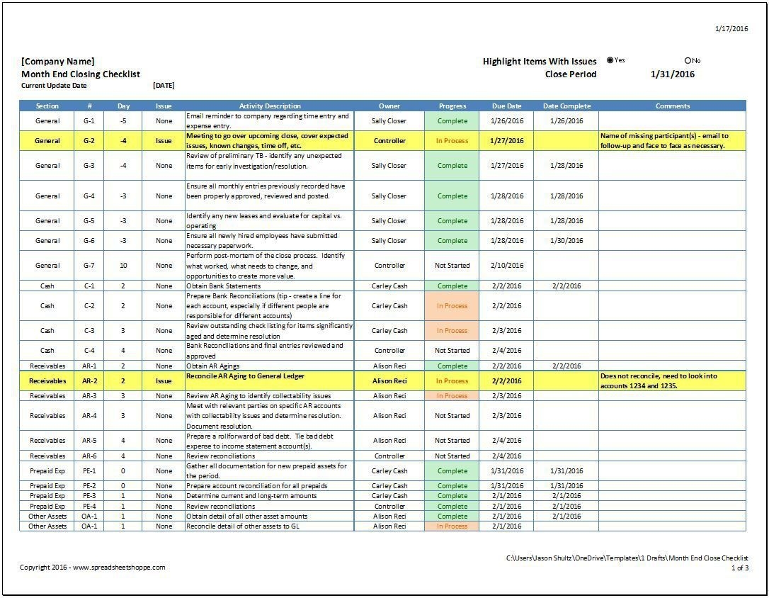 month end close checklist | checklist template, month end