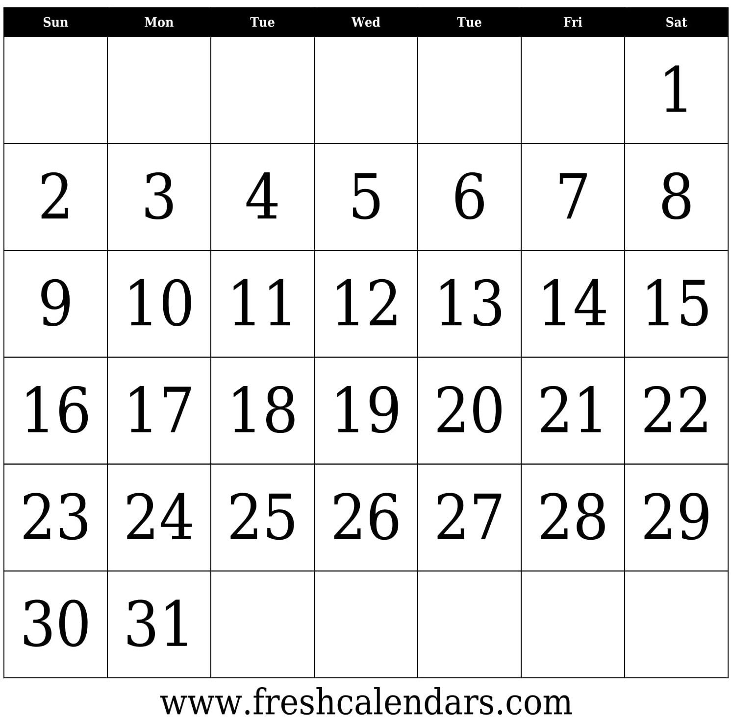 printable blank calendar templates