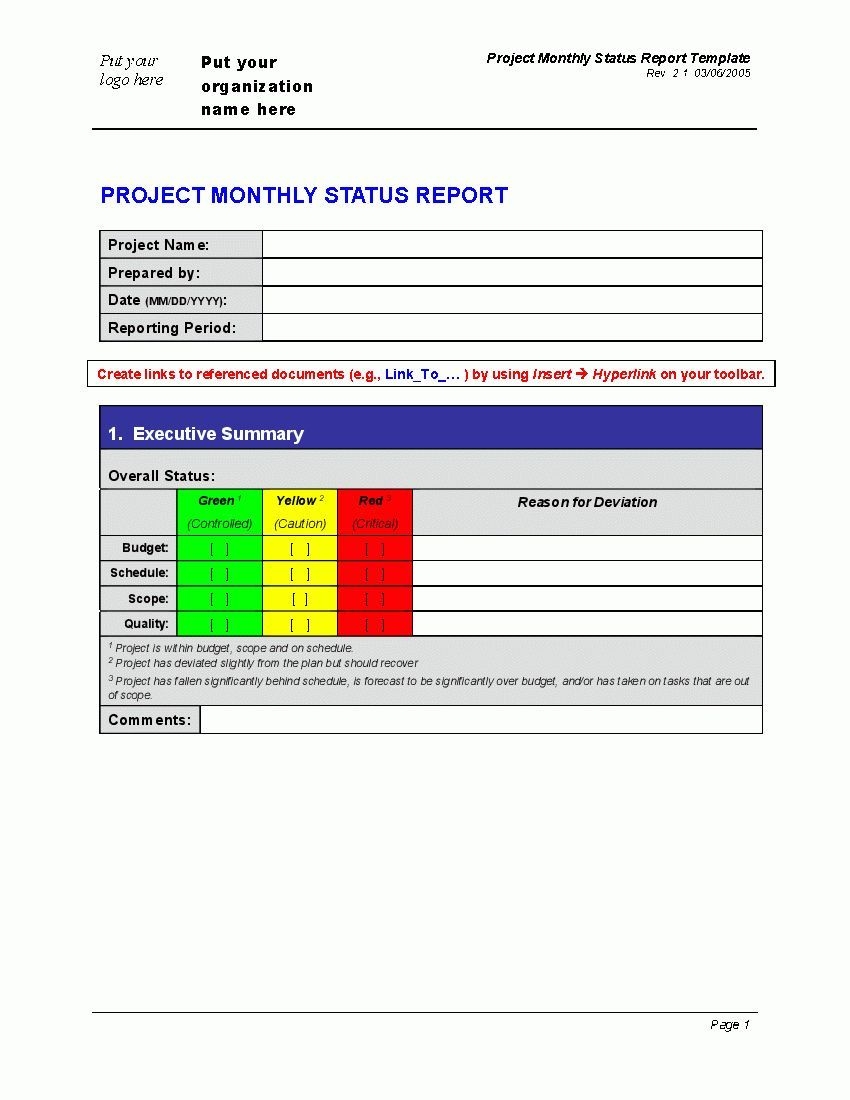 progress monthly status report (word) flevypro document