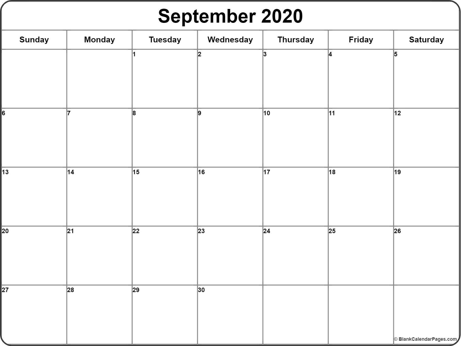 September 2020 Calendar | Free Printable Monthly Calendars