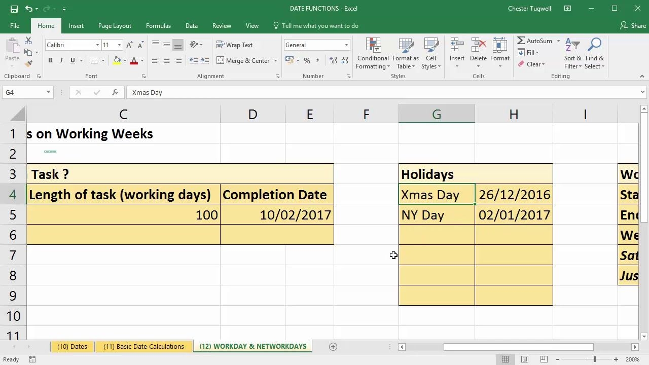 use excel to add days to date excluding weekends and holidays