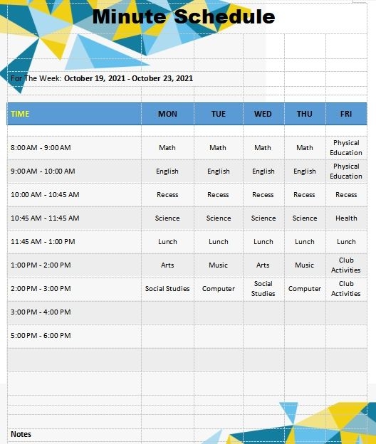 10 15 Minute Schedule Template | Template Business Psd