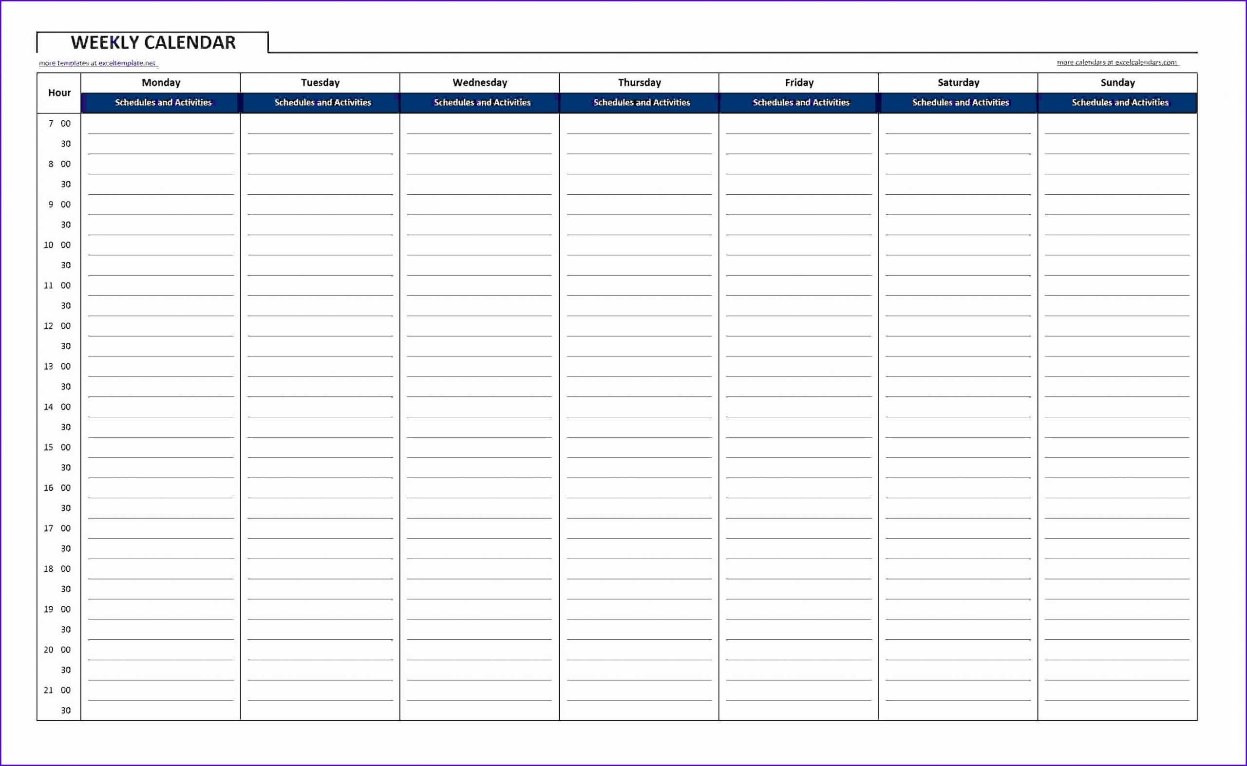 10 excel weekly calendar template excel templates