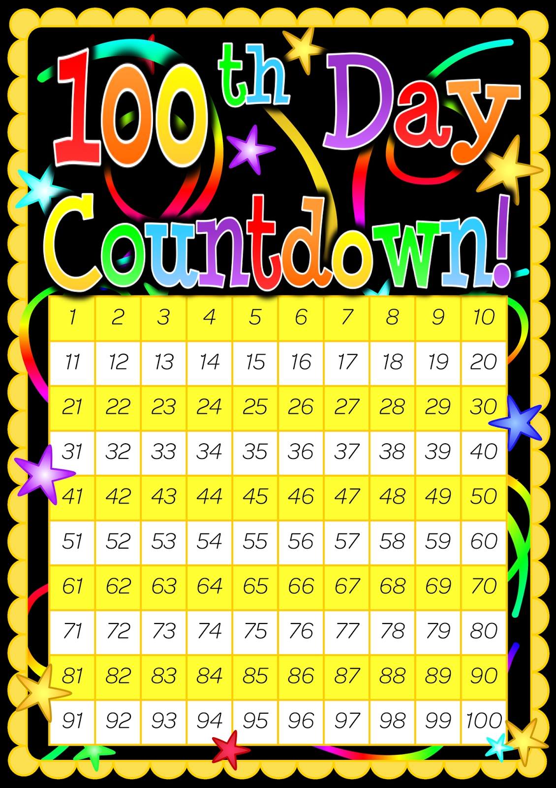 100 Day Countdown Poster Included Is A 200 Day Countdown