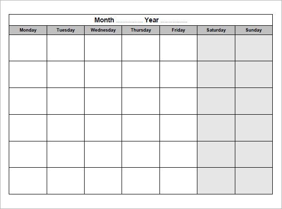 12 blank calendar templates free samples, examples