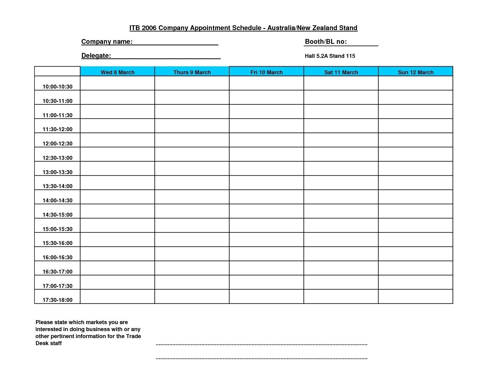 15 Minute Daily Schedule | Ten Free Printable Calendar