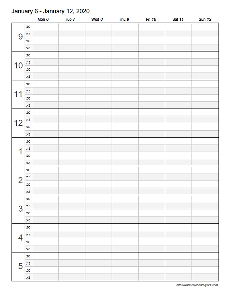 15 minute increment schedule