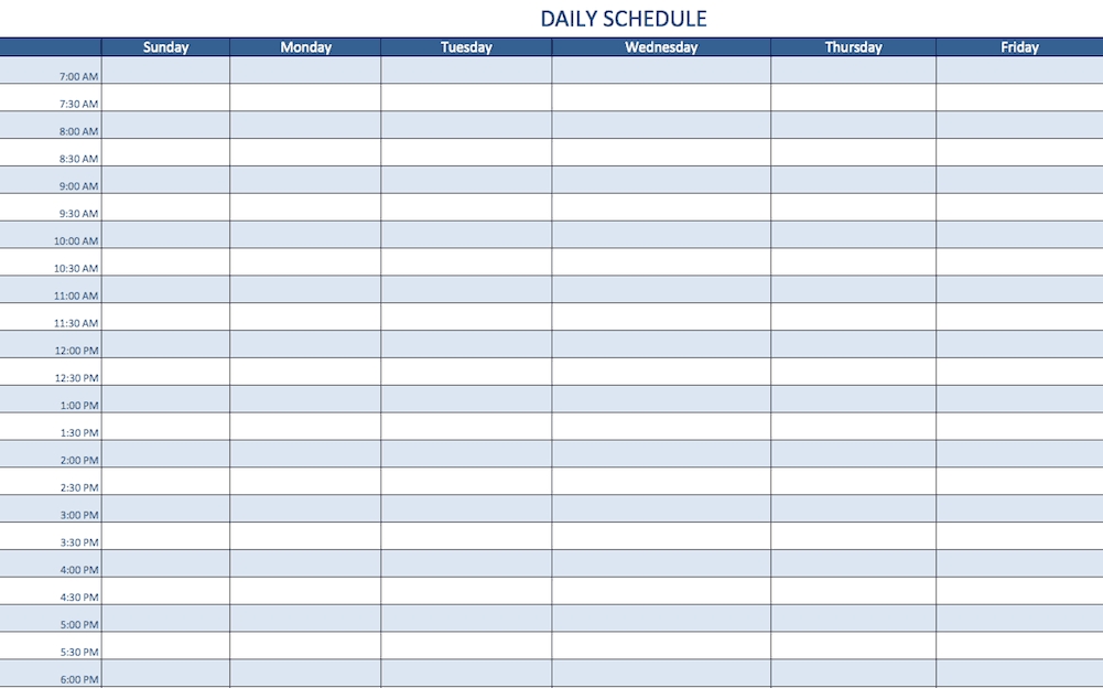 15 Minute Interval Schedule Template | Tutore Master