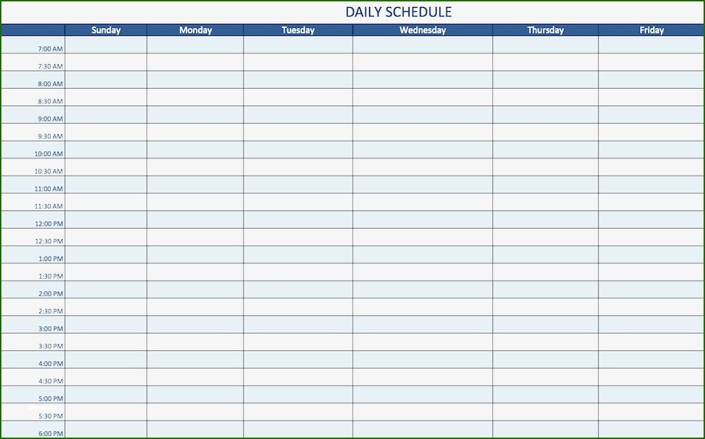 Free Printable 15 Minute Daily Schedule - Example Calendar Printable