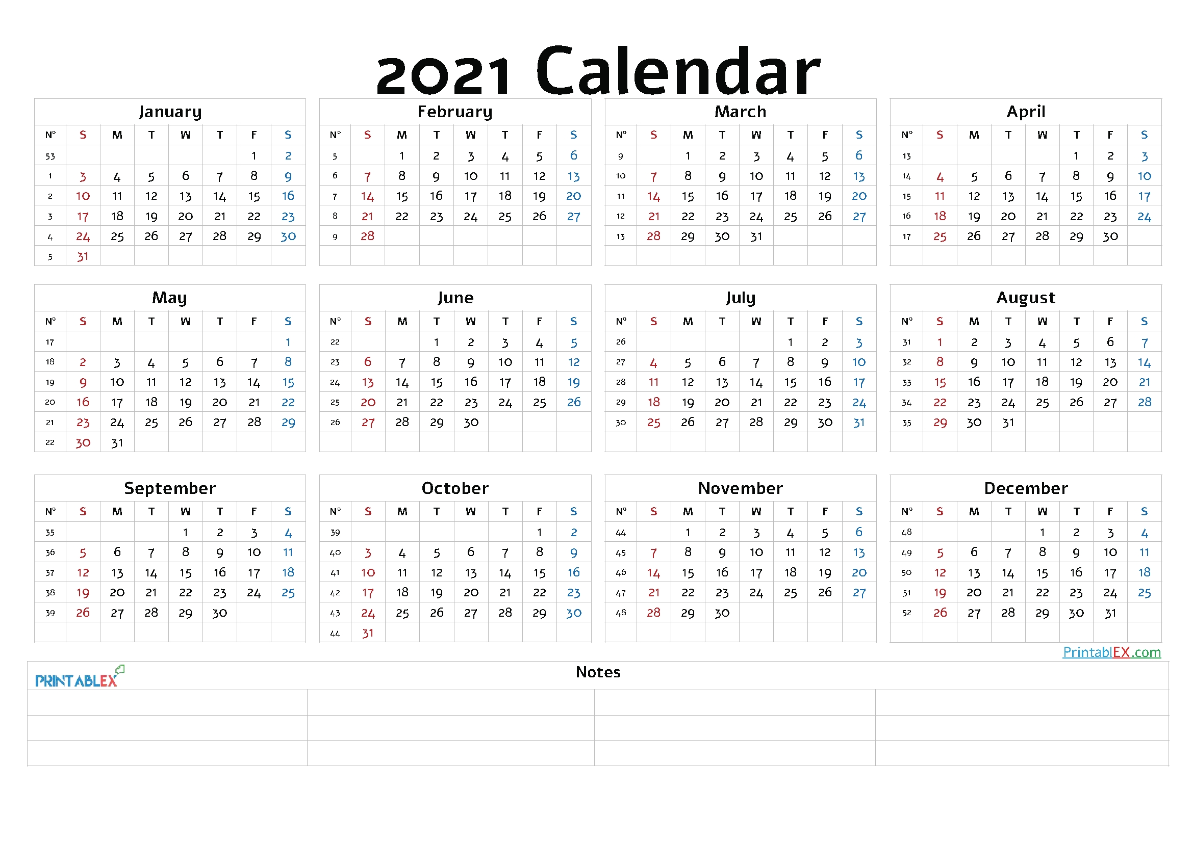 20 calendar 2021week number free download printable