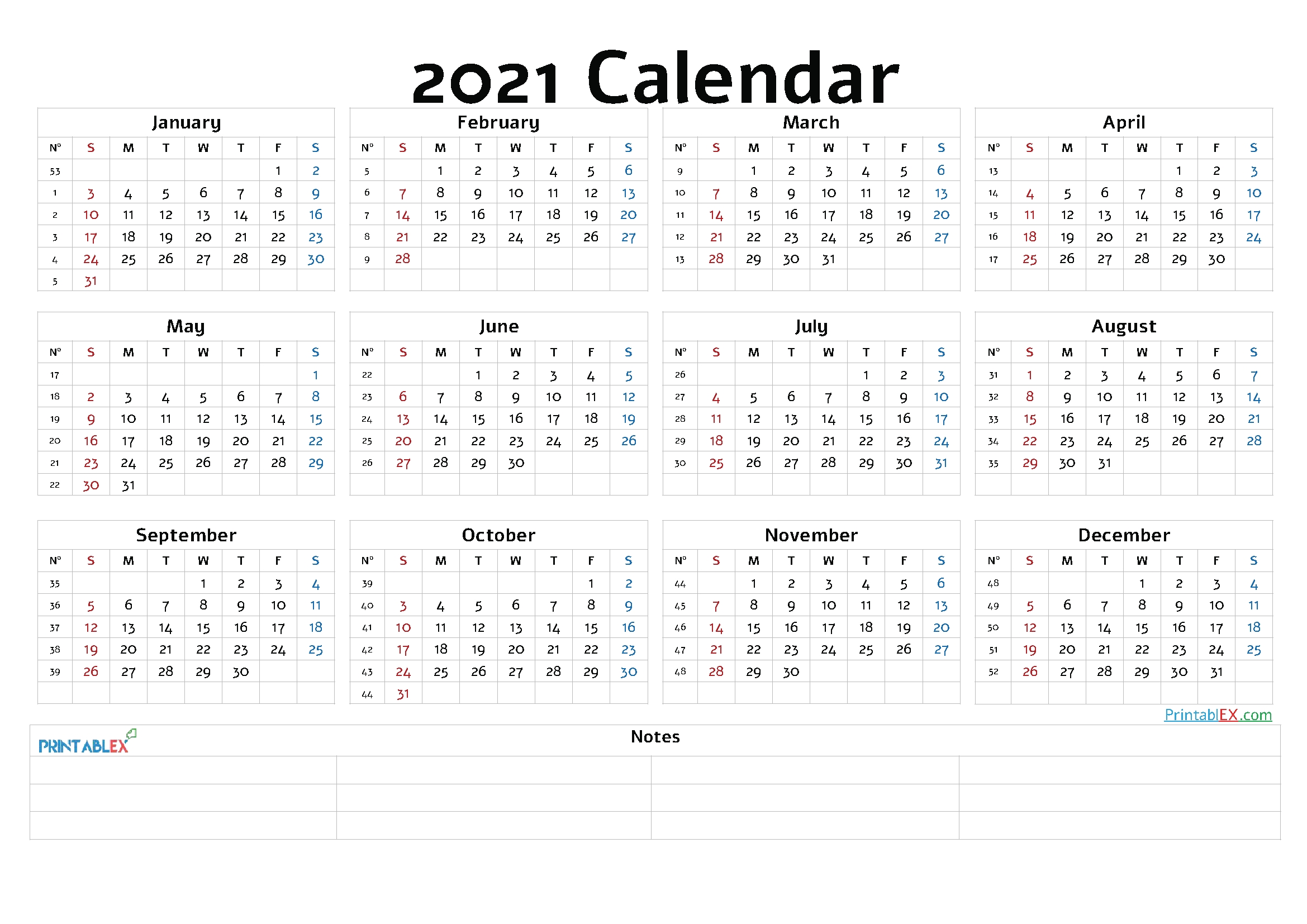 20 Calendar 2021week Number Free Download Printable