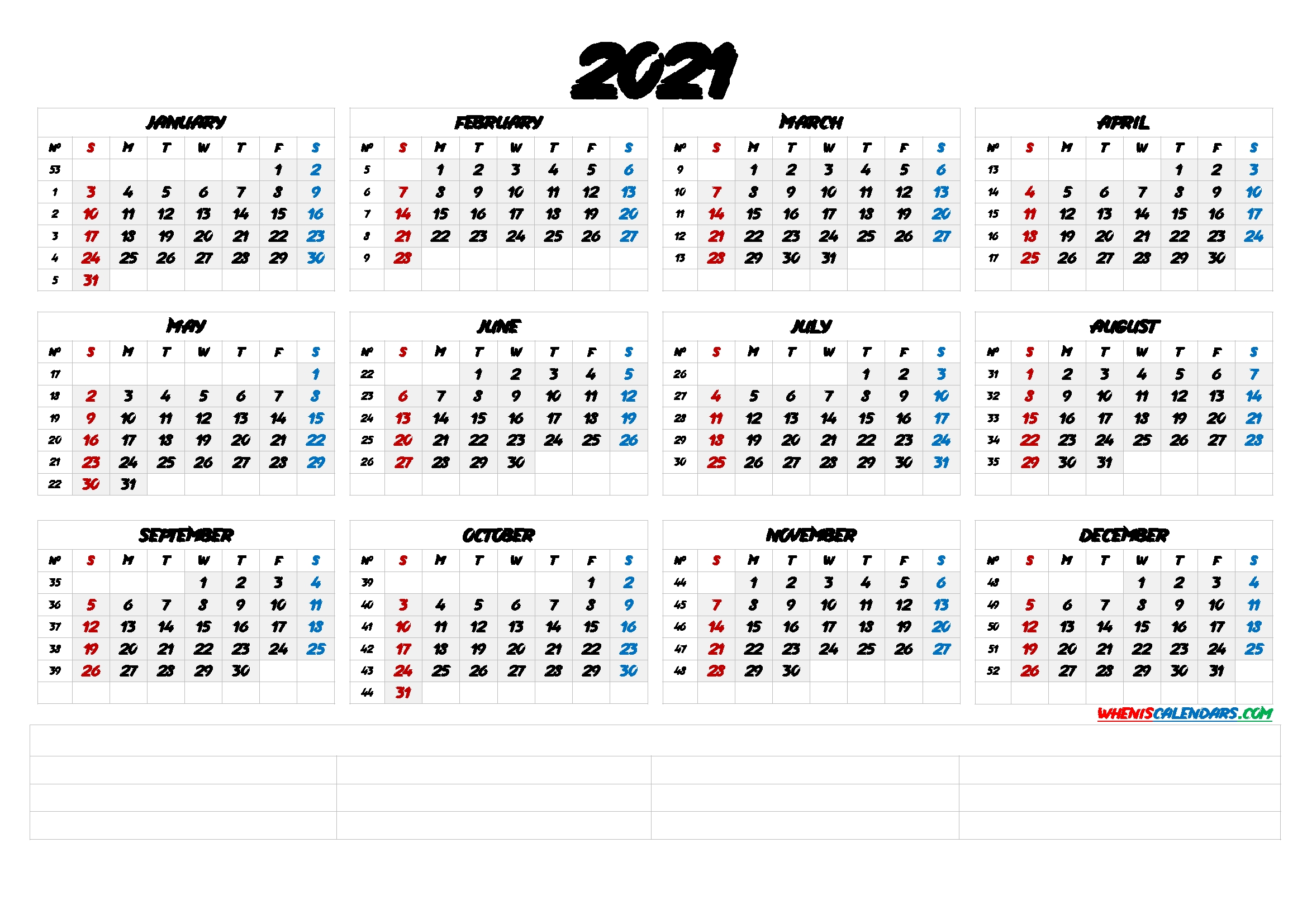 20 calendar 2021week number free download printable