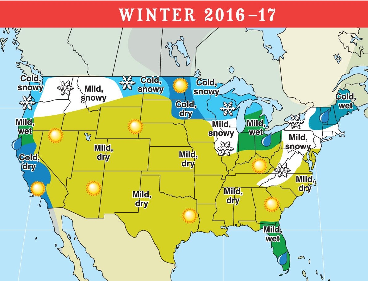 2016 2017 Long Range Weather Forecast For U S And Canada