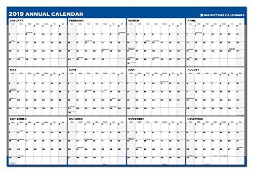 2019 annual laminated erasable business wall calendar 24