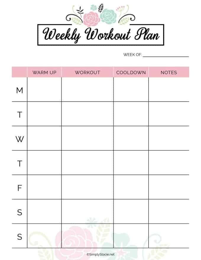 2019 fitness planner free printable simply stacie