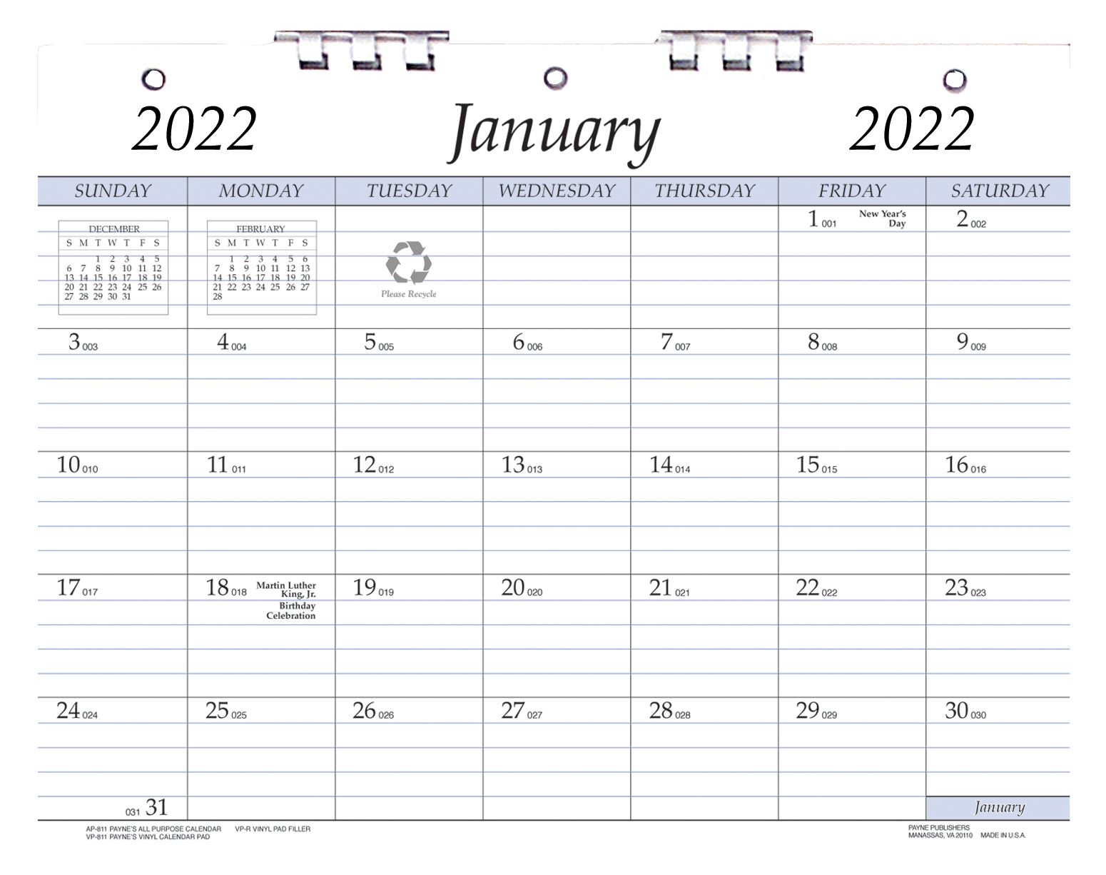 2019 plastic bound 3 hole punched calendars 8 5 x 11